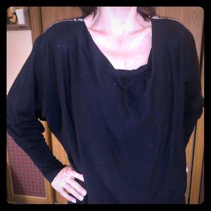 Black Sweater with Silver zippers at shoulders